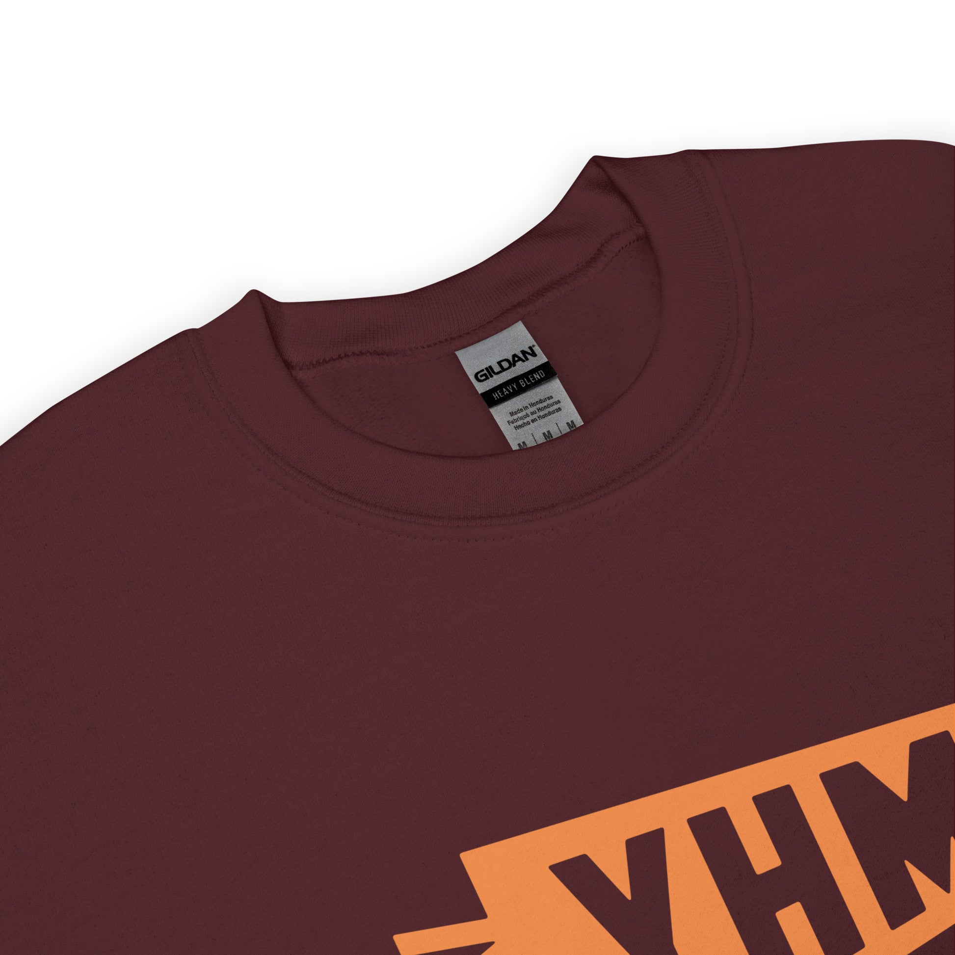 YHM Hamilton Unisex Sweatshirt • Banner Design in Orange • YHM Designs - Image 04