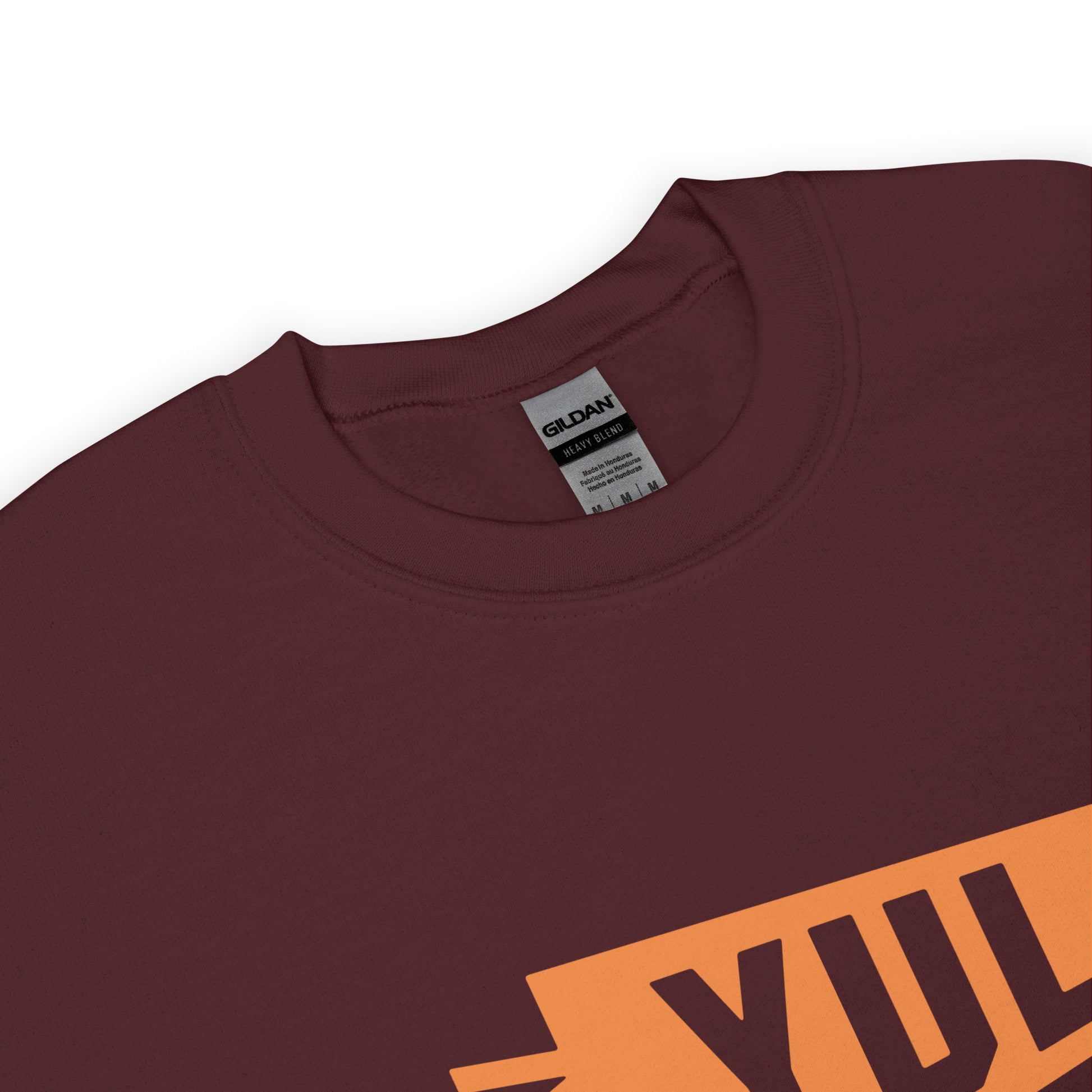 YUL Montreal Unisex Sweatshirt • Banner Design in Orange • YHM Designs - Image 04