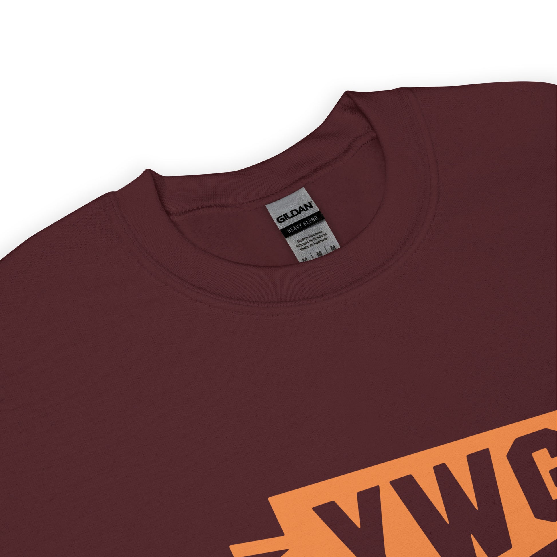 Airport Code Sweatshirt - Orange Graphic • YWG Winnipeg • YHM Designs - Image 04