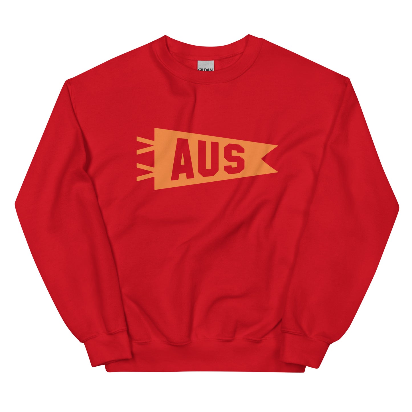 Airport Code Sweatshirt - Orange Graphic • AUS Austin • YHM Designs - Image 01