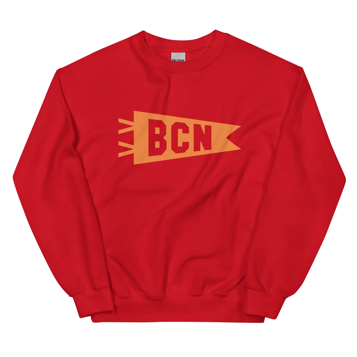 Airport Code Sweatshirt - Orange Graphic • BCN Barcelona • YHM Designs - Image 01