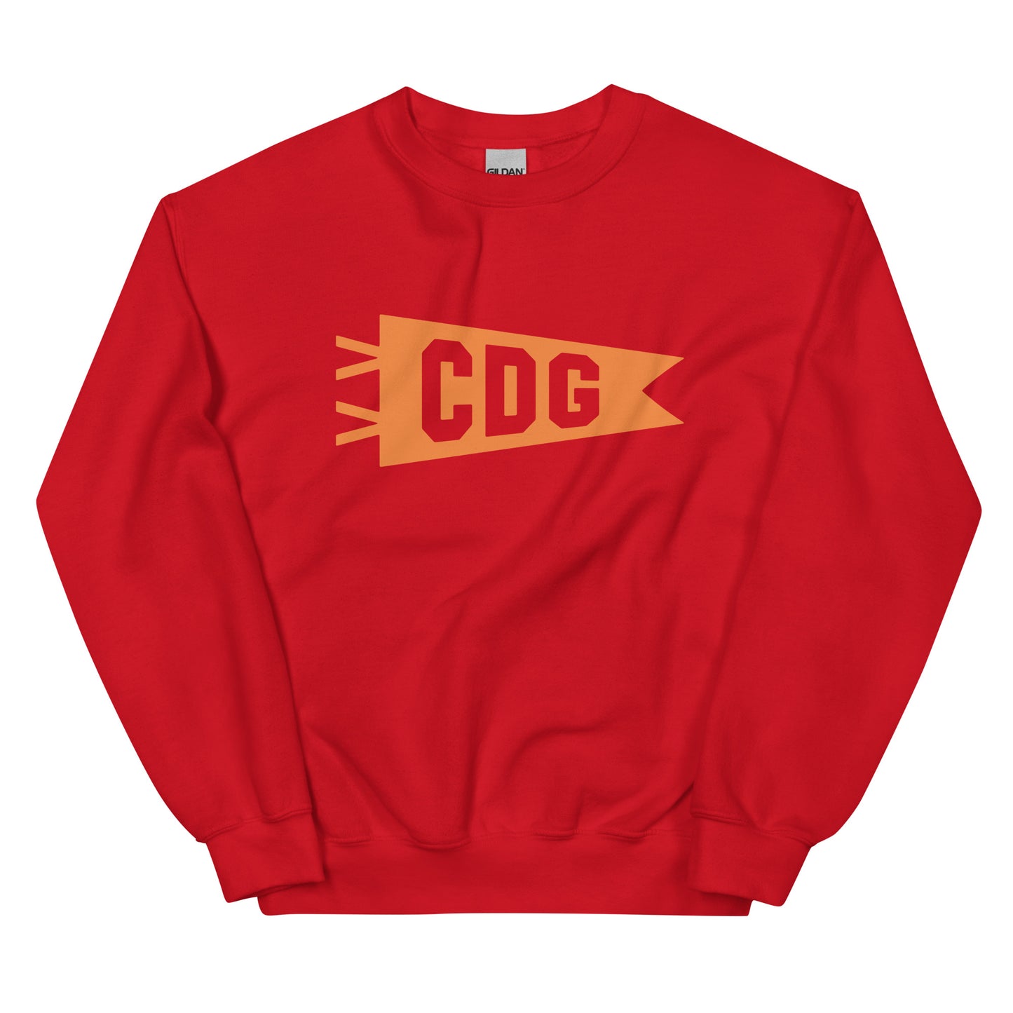 Airport Code Sweatshirt - Orange Graphic • CDG Paris • YHM Designs - Image 01