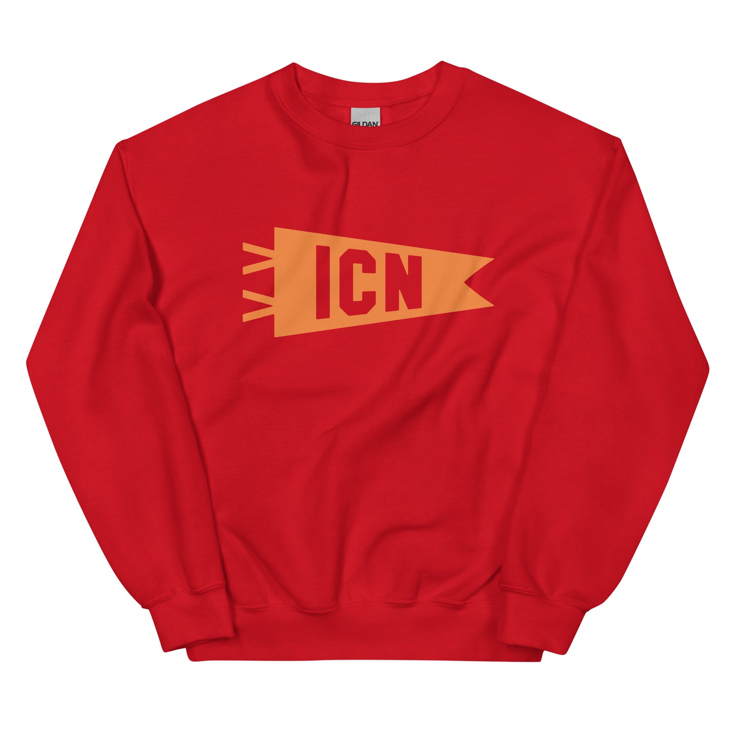 Airport Code Sweatshirt - Orange Graphic • ICN Seoul • YHM Designs - Image 01