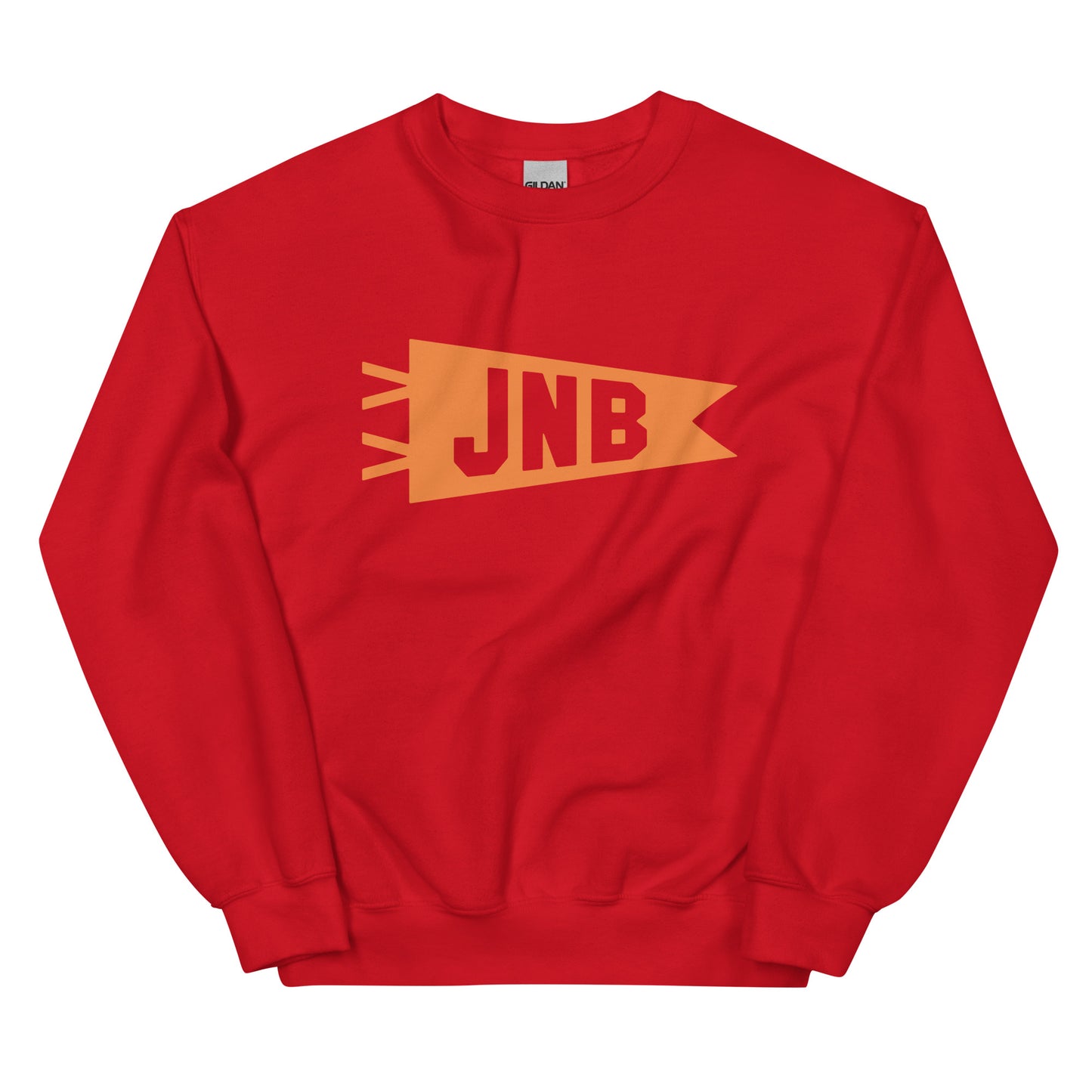 JNB Johannesburg Unisex Sweatshirt • Banner Design in Orange • YHM Designs - Image 01