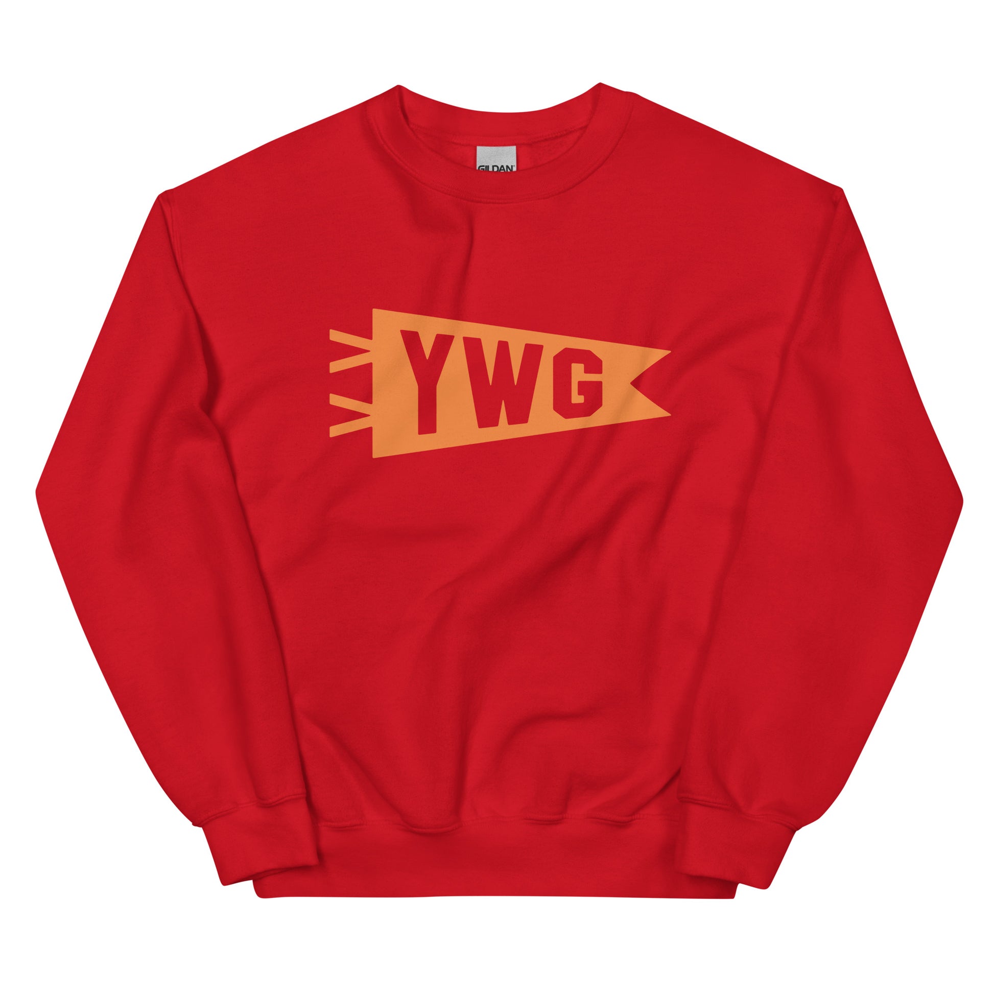 Airport Code Sweatshirt - Orange Graphic • YWG Winnipeg • YHM Designs - Image 01
