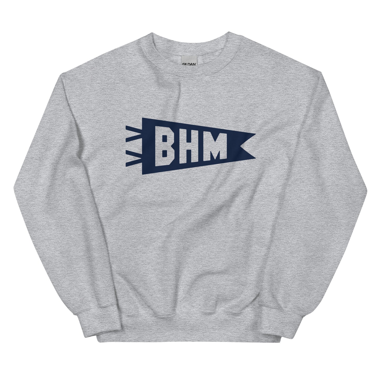 Airport Code Sweatshirt - Navy Blue Graphic • BHM Birmingham • YHM Designs - Image 02