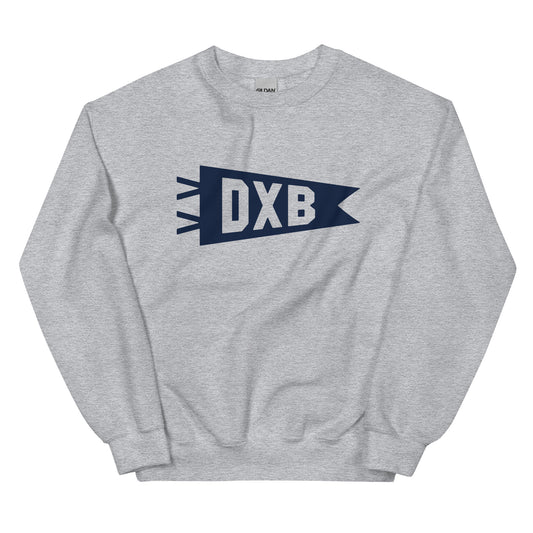 DXB Dubai Unisex Sweatshirt • Banner Design in Navy Blue • YHM Designs - Image 02