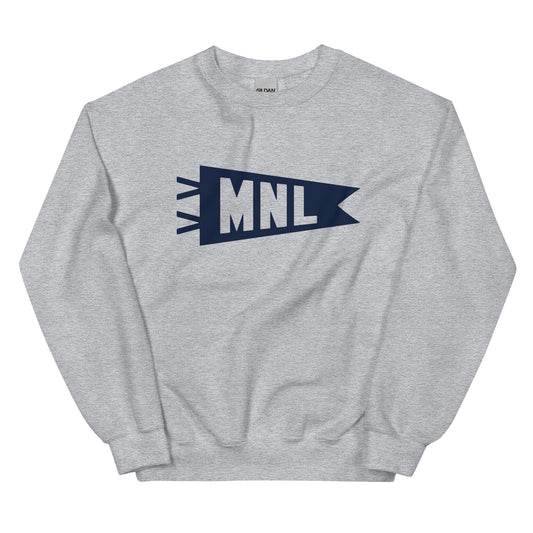 MNL Manila Unisex Sweatshirt • Banner Design in Navy Blue • YHM Designs - Image 02