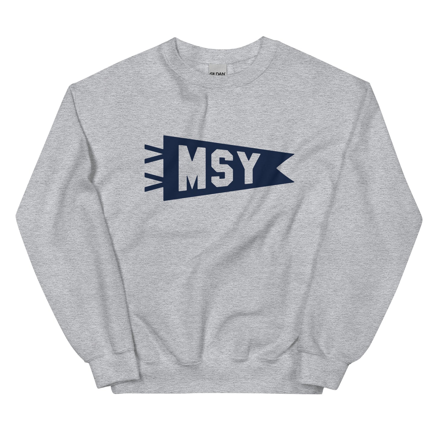 Airport Code Sweatshirt - Navy Blue Graphic • MSY New Orleans • YHM Designs - Image 02