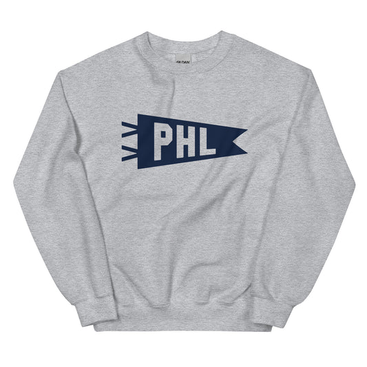 PHL Philadelphia Unisex Sweatshirt • Banner Design in Navy Blue • YHM Designs - Image 02