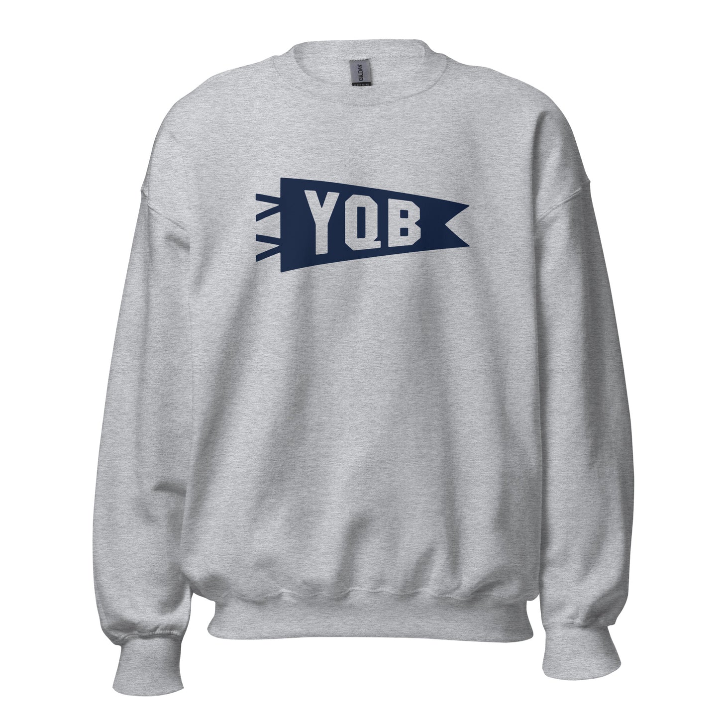 YQB Quebec City Unisex Sweatshirt • Banner Design in Navy Blue • YHM Designs - Image 08