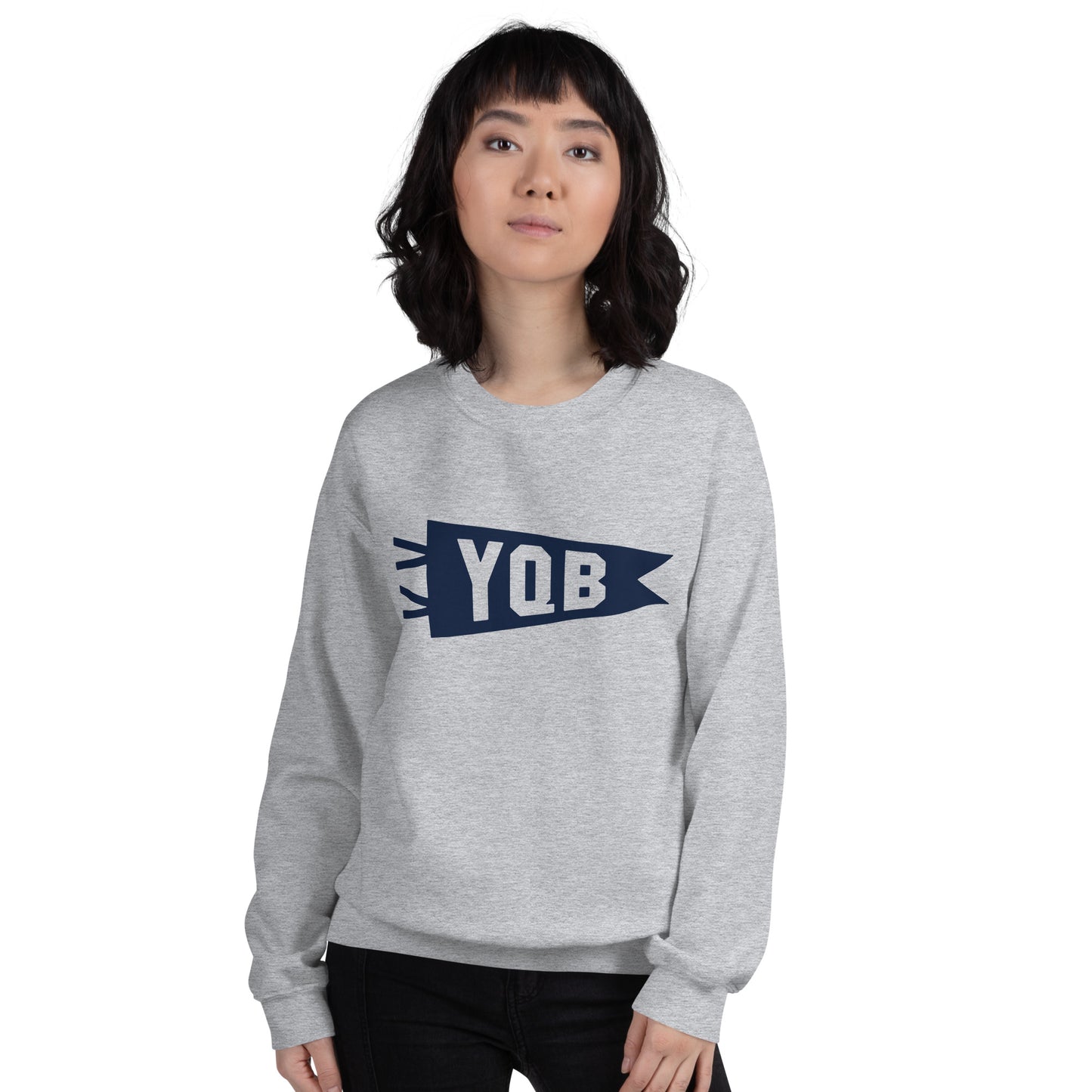 YQB Quebec City Unisex Sweatshirt • Banner Design in Navy Blue • YHM Designs - Image 10