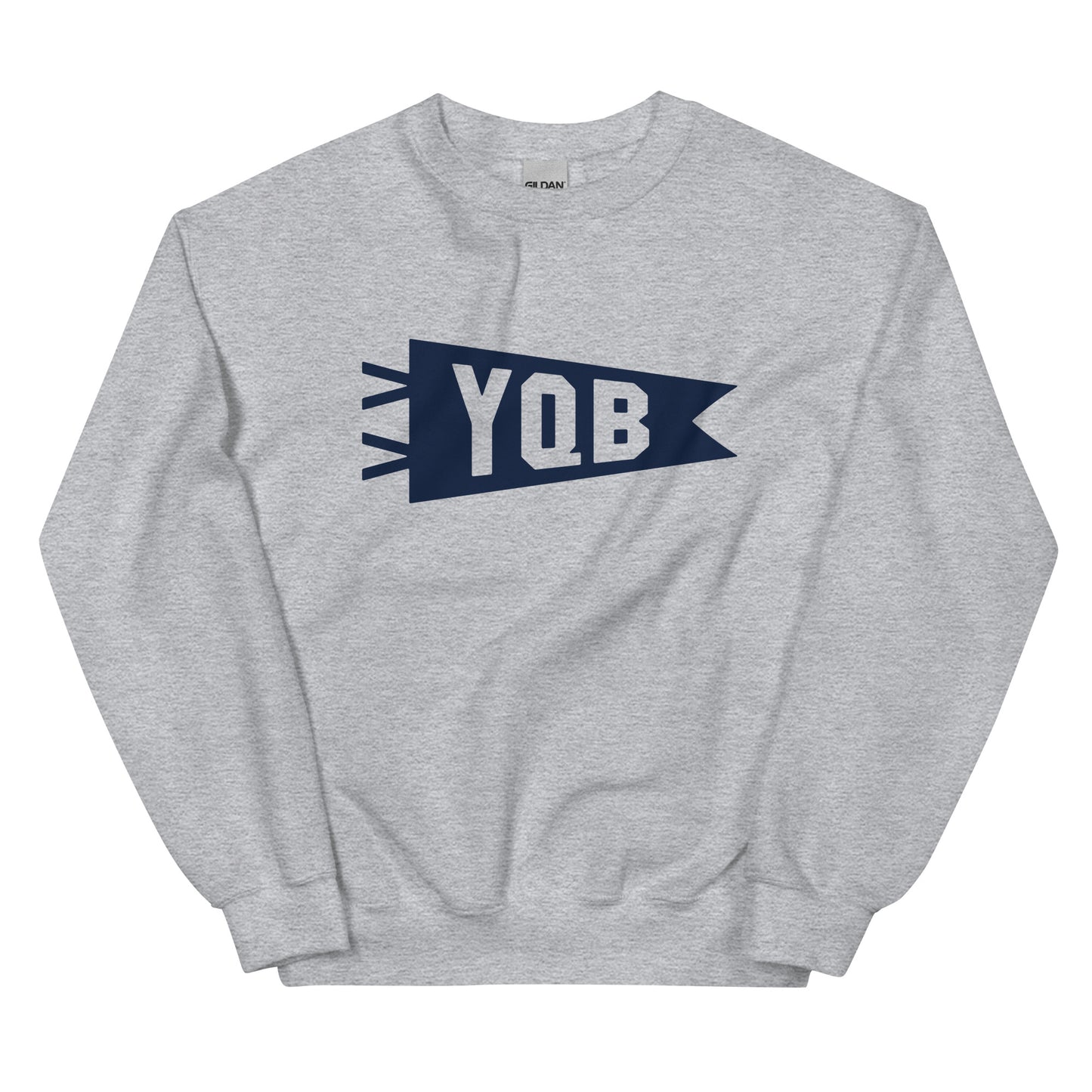 YQB Quebec City Unisex Sweatshirt • Banner Design in Navy Blue • YHM Designs - Image 02