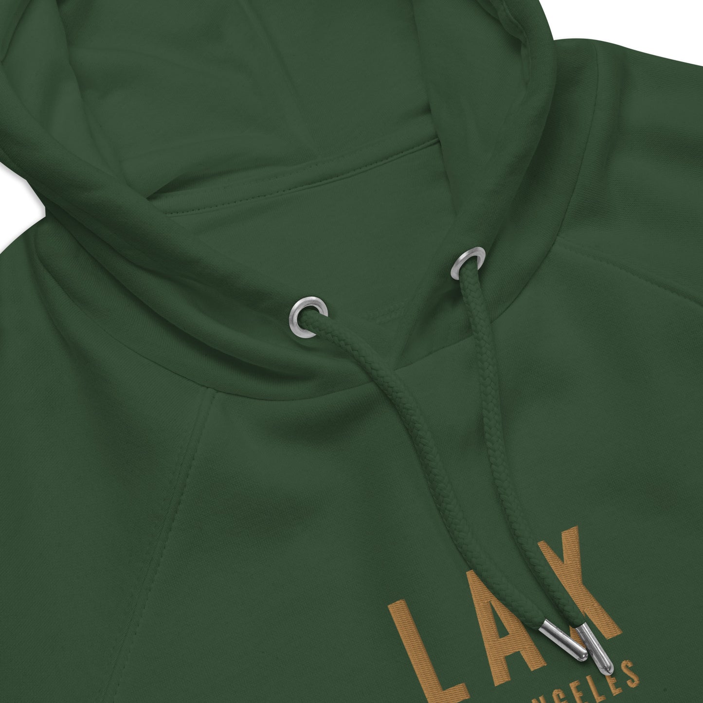 Embroidered Organic Hoodie - Old Gold • LAX Los Angeles • YHM Designs - Image 07