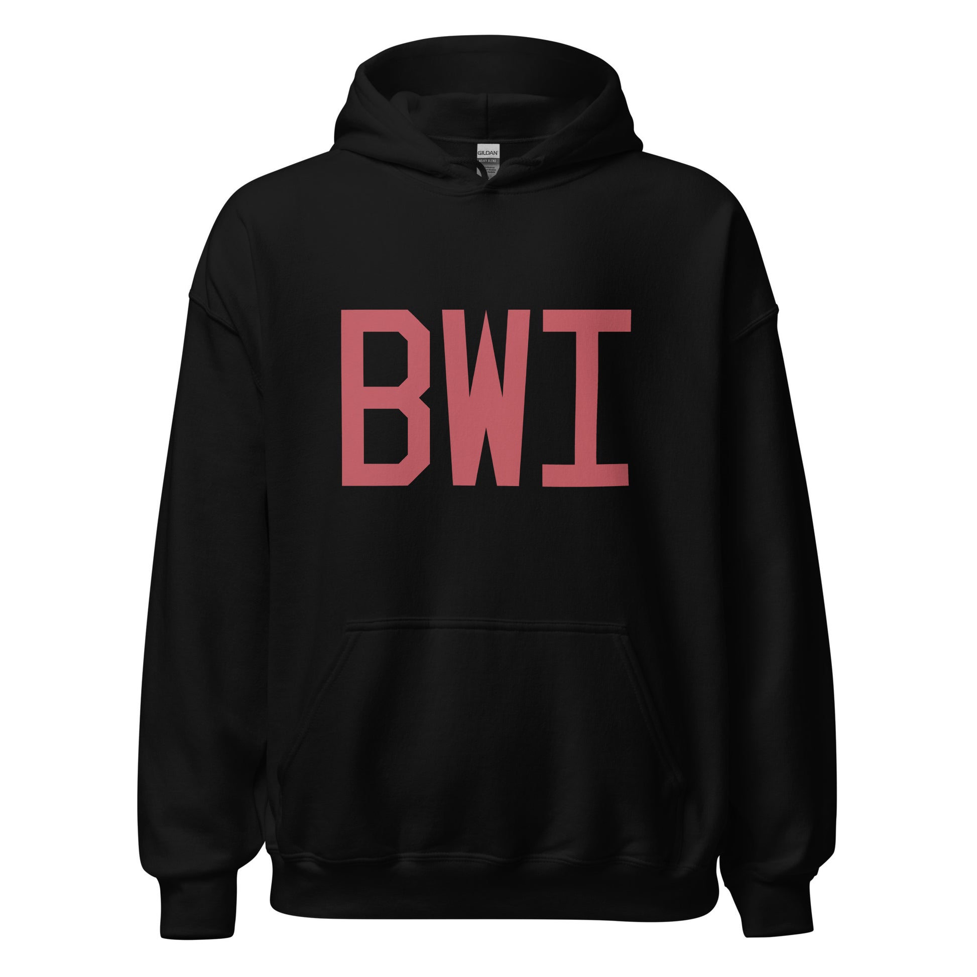 BWI Baltimore Unisex Hoodie • Air Force Lettering in Deep Pink • YHM Designs - Image 03