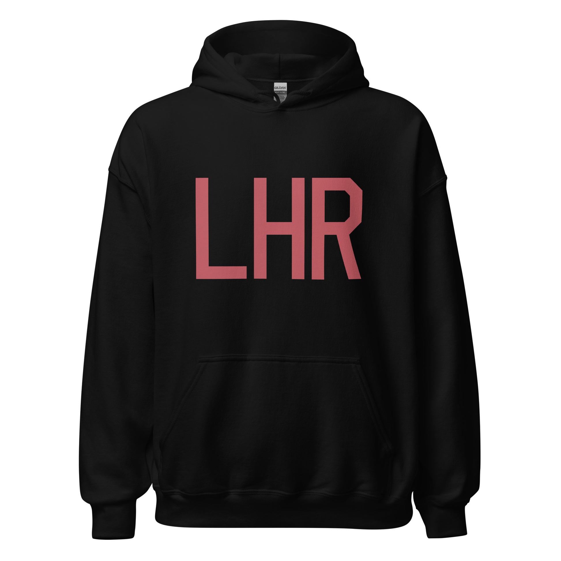 LHR London Unisex Hoodie • Air Force Lettering in Deep Pink • YHM Designs - Image 03