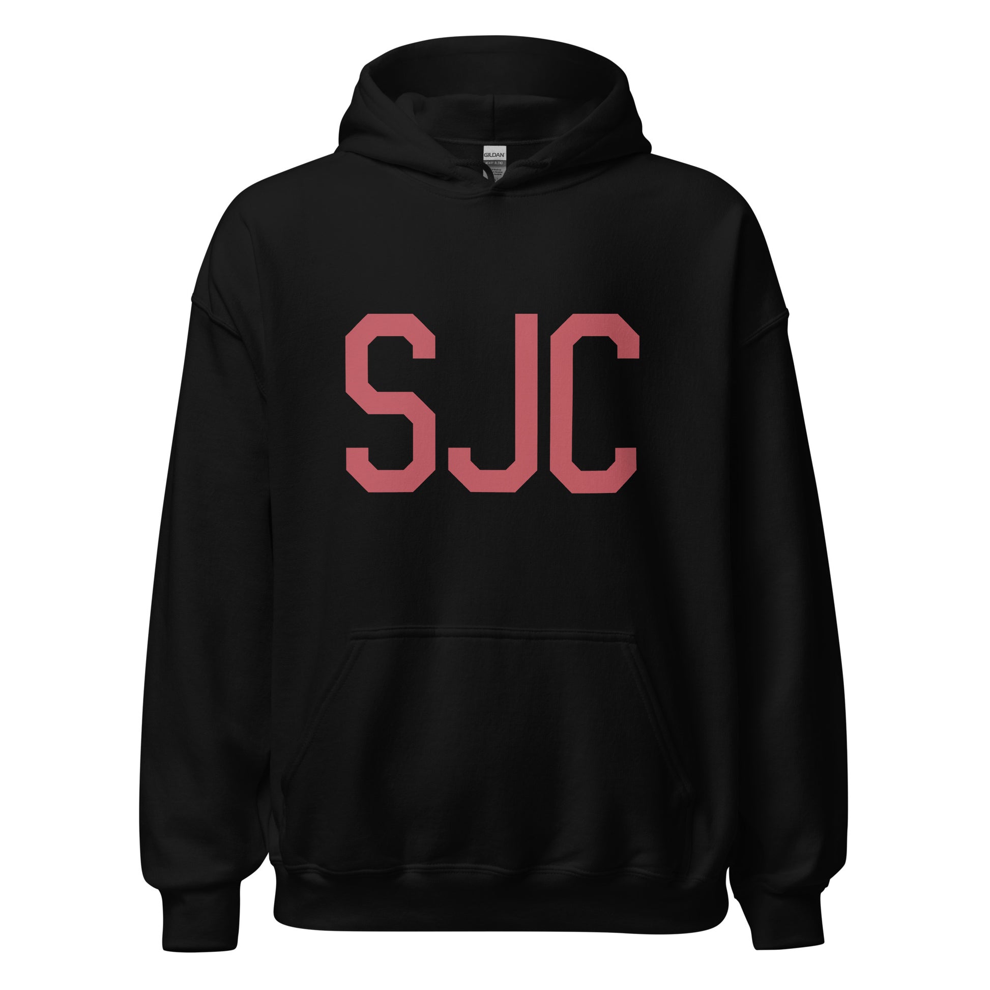 SJC San Jose Unisex Hoodie • Air Force Lettering in Deep Pink • YHM Designs - Image 03