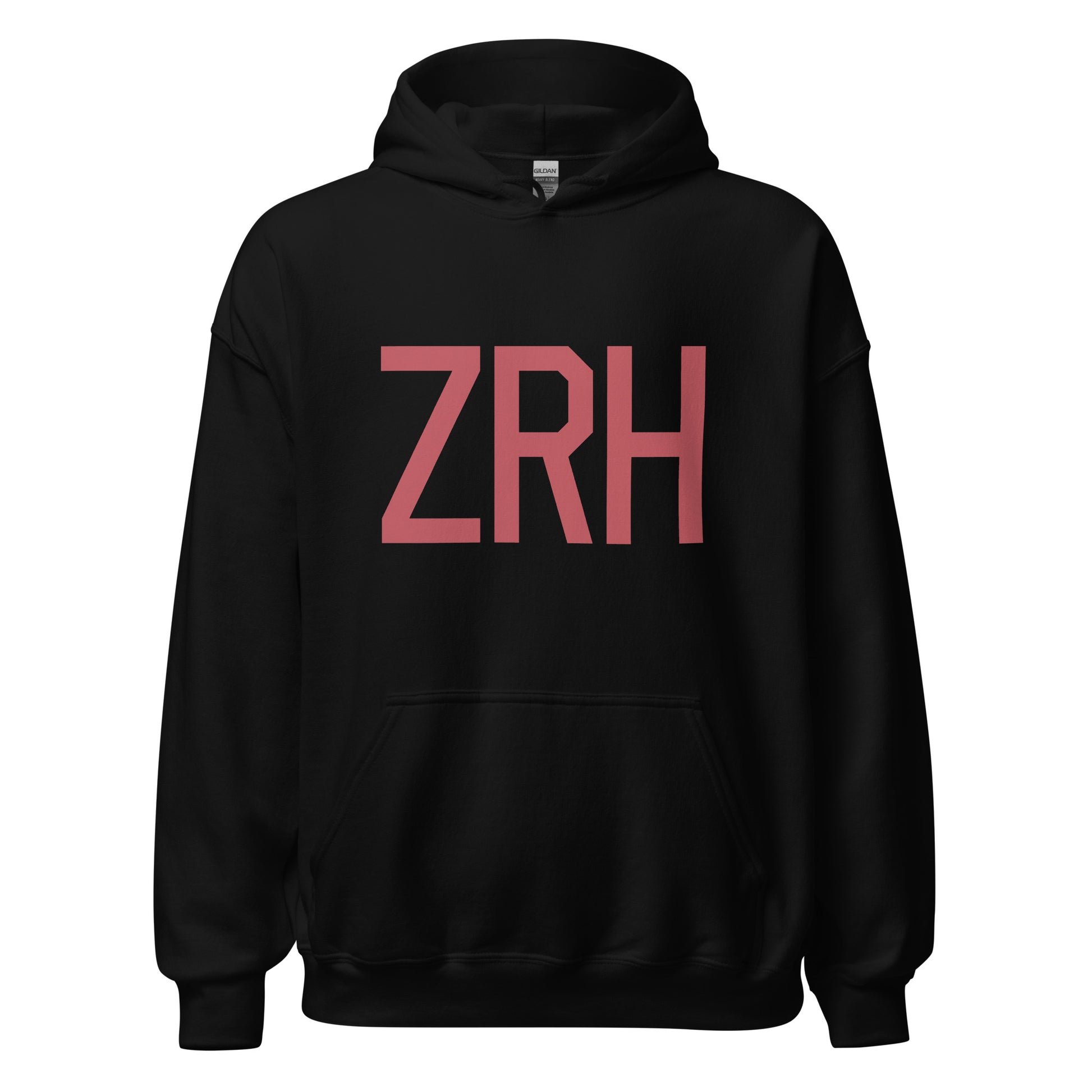 ZRH Zurich Unisex Hoodie • Air Force Lettering in Deep Pink • YHM Designs - Image 03