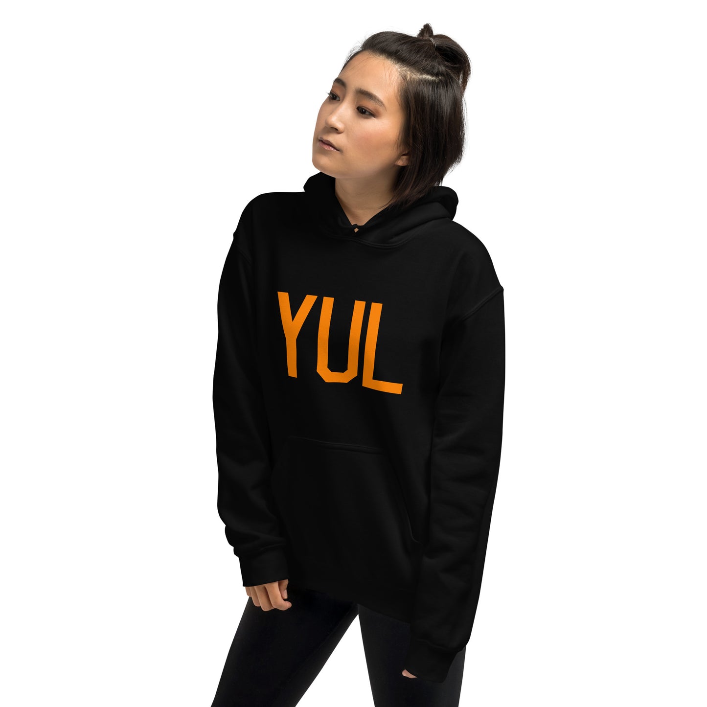 Unisex Hoodie - Orange Graphic • YUL Montreal • YHM Designs - Image 06
