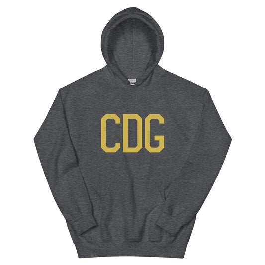 CDG Paris Unisex Hoodie • Air Force Lettering in Old Gold • YHM Designs - Image 01
