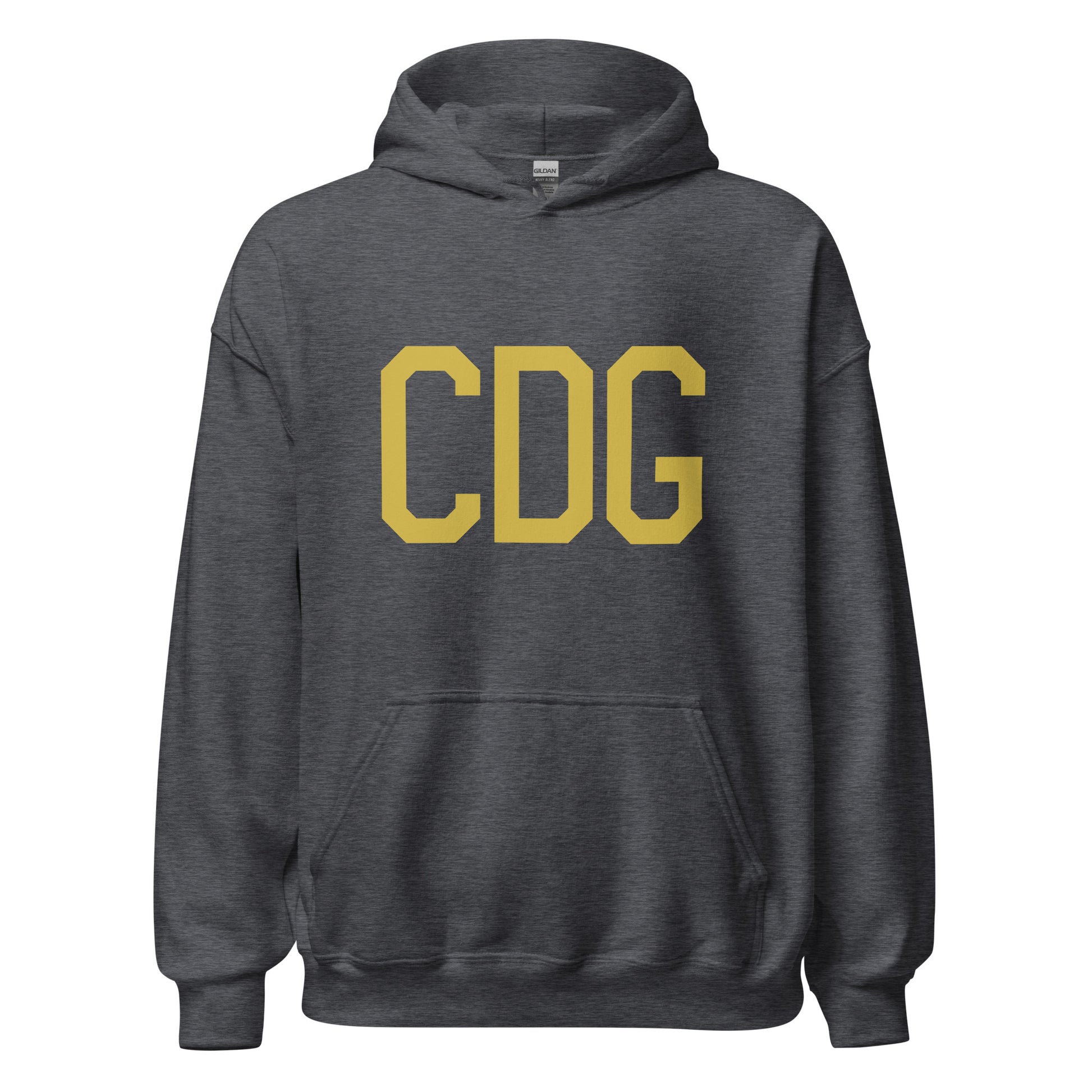 CDG Paris Unisex Hoodie • Air Force Lettering in Old Gold • YHM Designs - Image 03