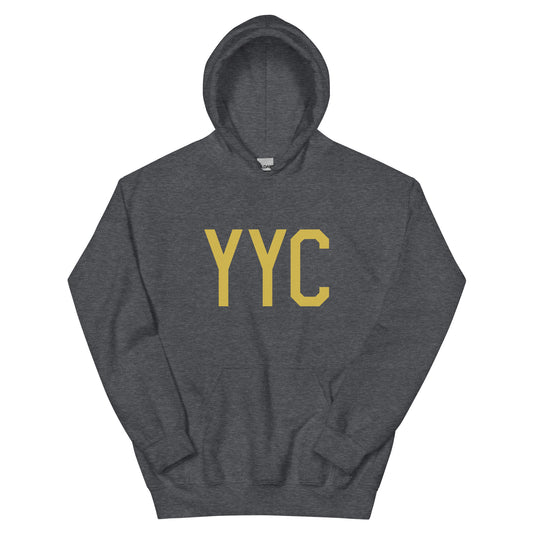 YYC Calgary Unisex Hoodie • Air Force Lettering in Old Gold • YHM Designs - Image 01