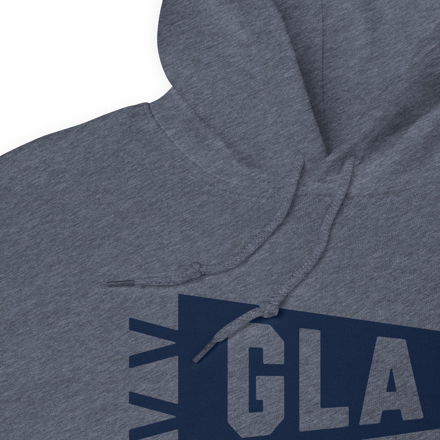 Airport Code Unisex Hoodie - Navy Blue Graphic • GLA Glasgow • YHM Designs - Image 06