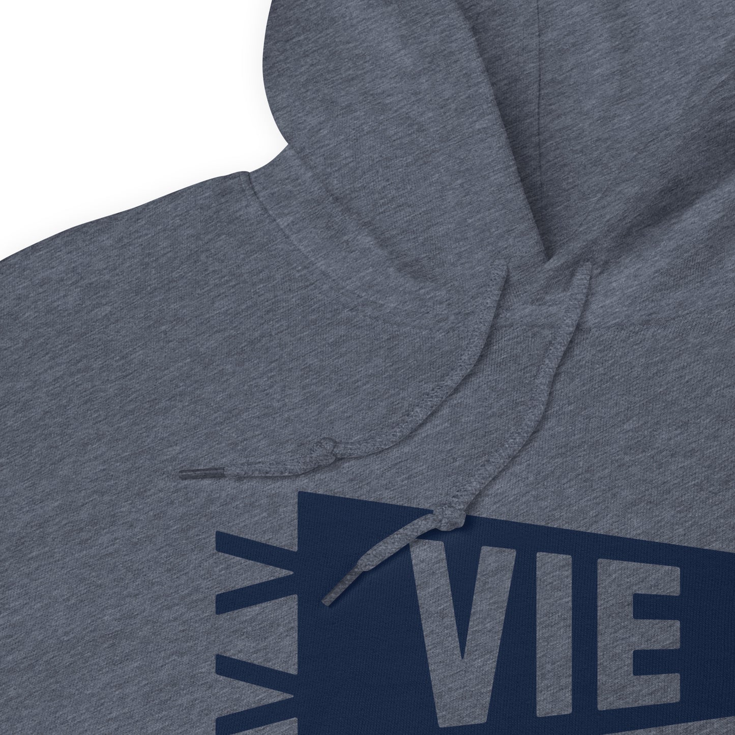 Airport Code Unisex Hoodie - Navy Blue Graphic • VIE Vienna • YHM Designs - Image 06