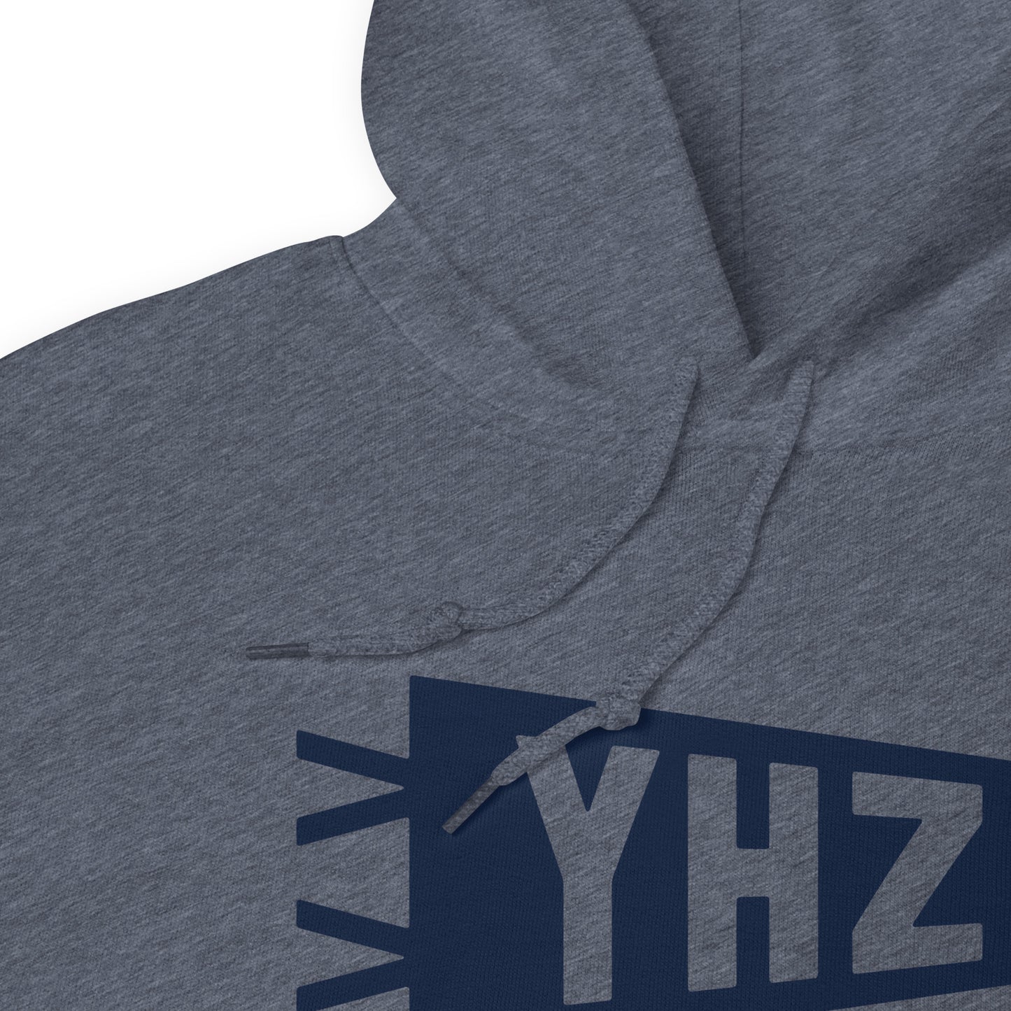 Airport Code Unisex Hoodie - Navy Blue Graphic • YHZ Halifax • YHM Designs - Image 06