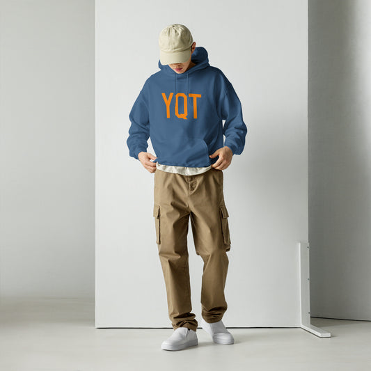 YQT Thunder Bay Unisex Hoodie • Air Force Lettering in Orange • YHM Designs - Image 02