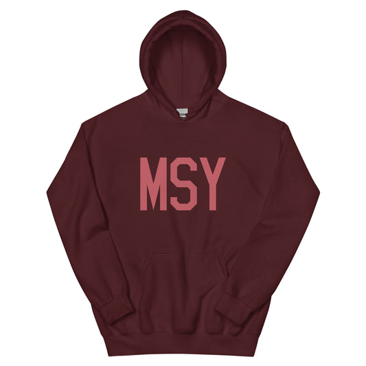 MSY New Orleans Unisex Hoodie • Air Force Lettering in Deep Pink • YHM Designs - Image 02