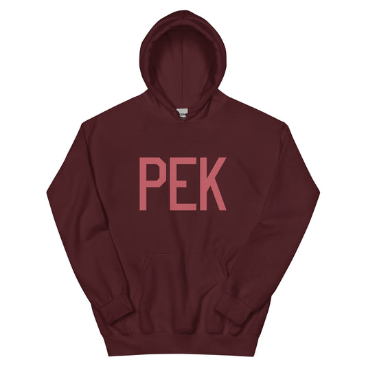 PEK Beijing Unisex Hoodie • Air Force Lettering in Deep Pink • YHM Designs - Image 02