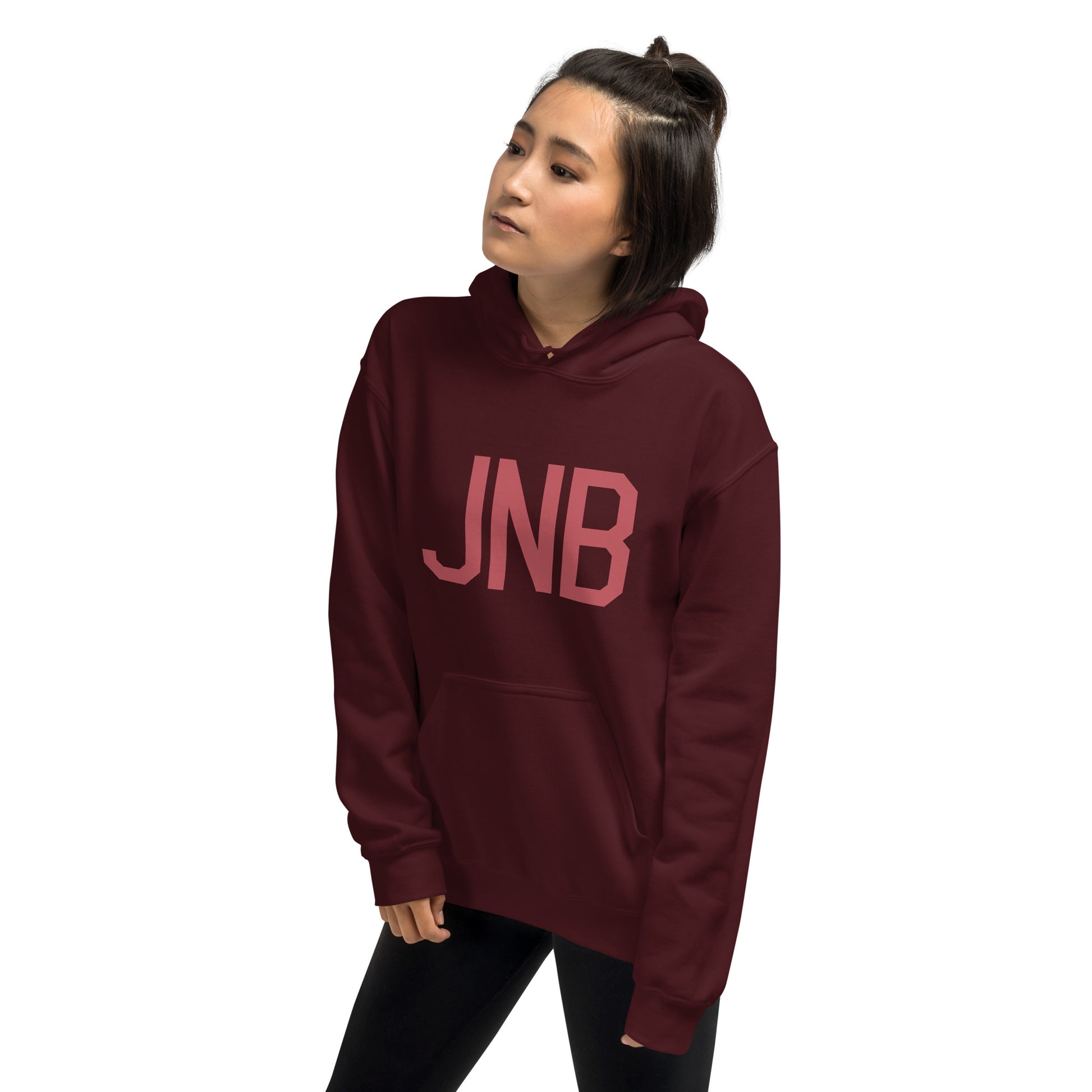 JNB Johannesburg Unisex Hoodie • Air Force Lettering in Deep Pink • YHM Designs - Image 10