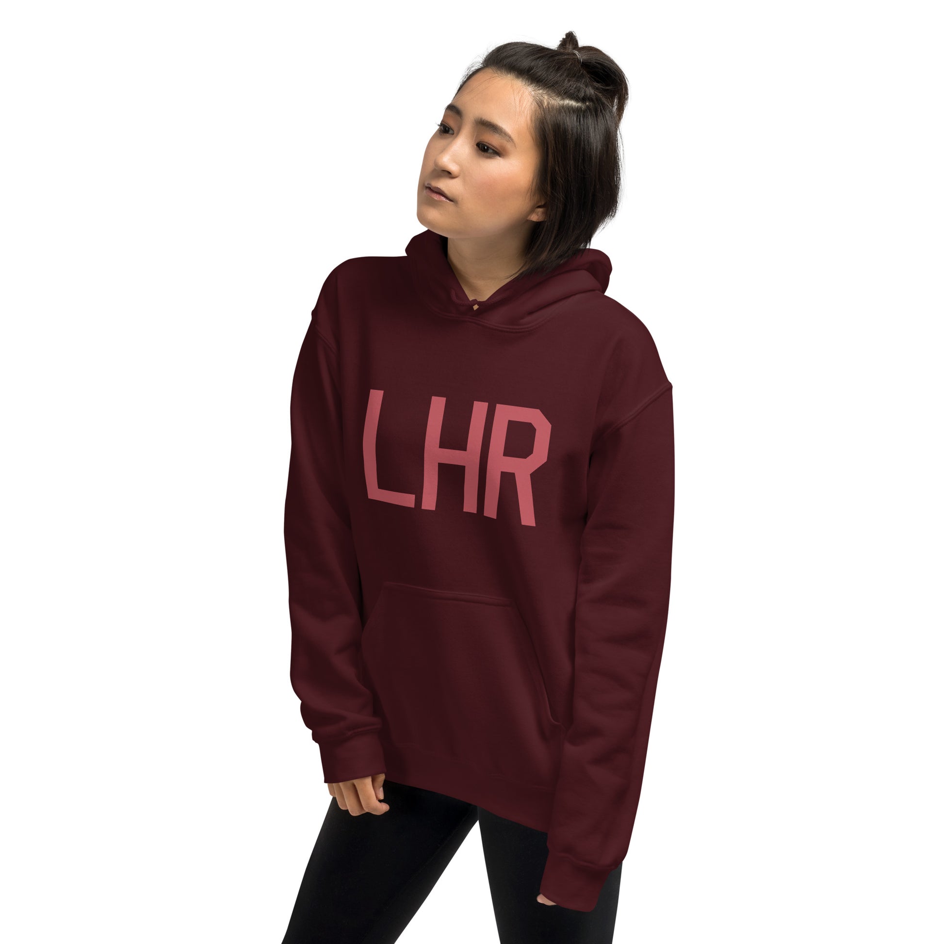 LHR London Unisex Hoodie • Air Force Lettering in Deep Pink • YHM Designs - Image 10
