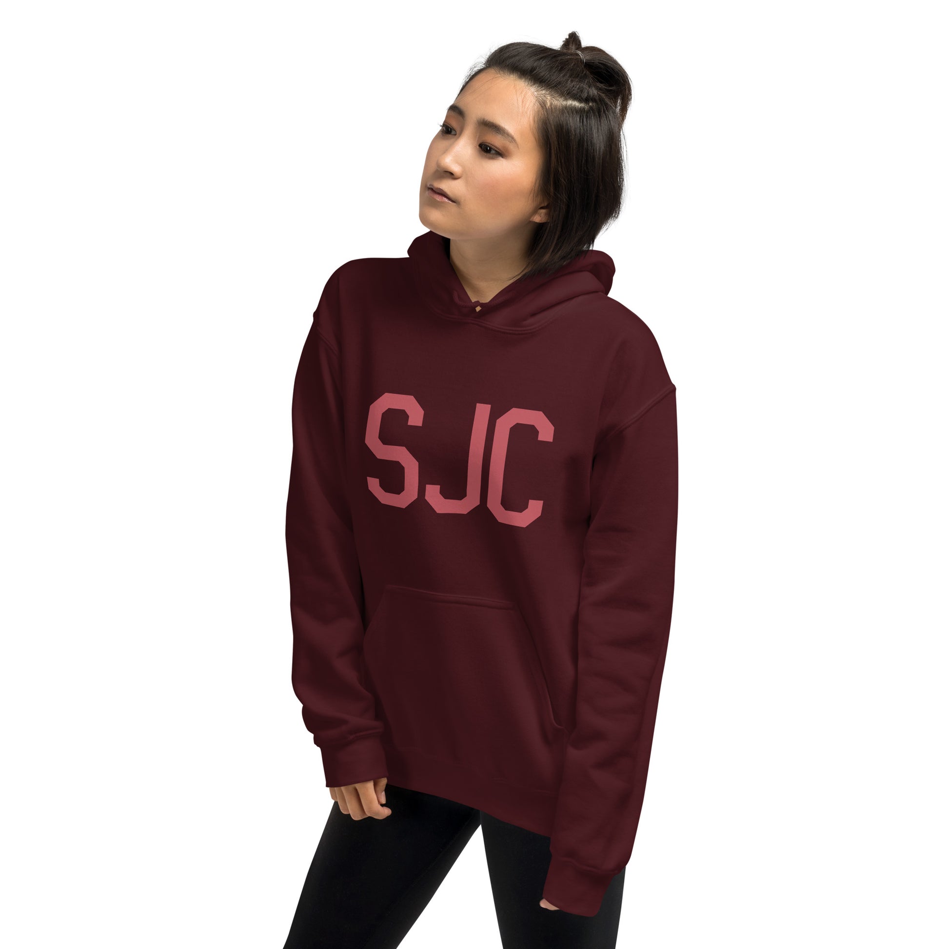 SJC San Jose Unisex Hoodie • Air Force Lettering in Deep Pink • YHM Designs - Image 10