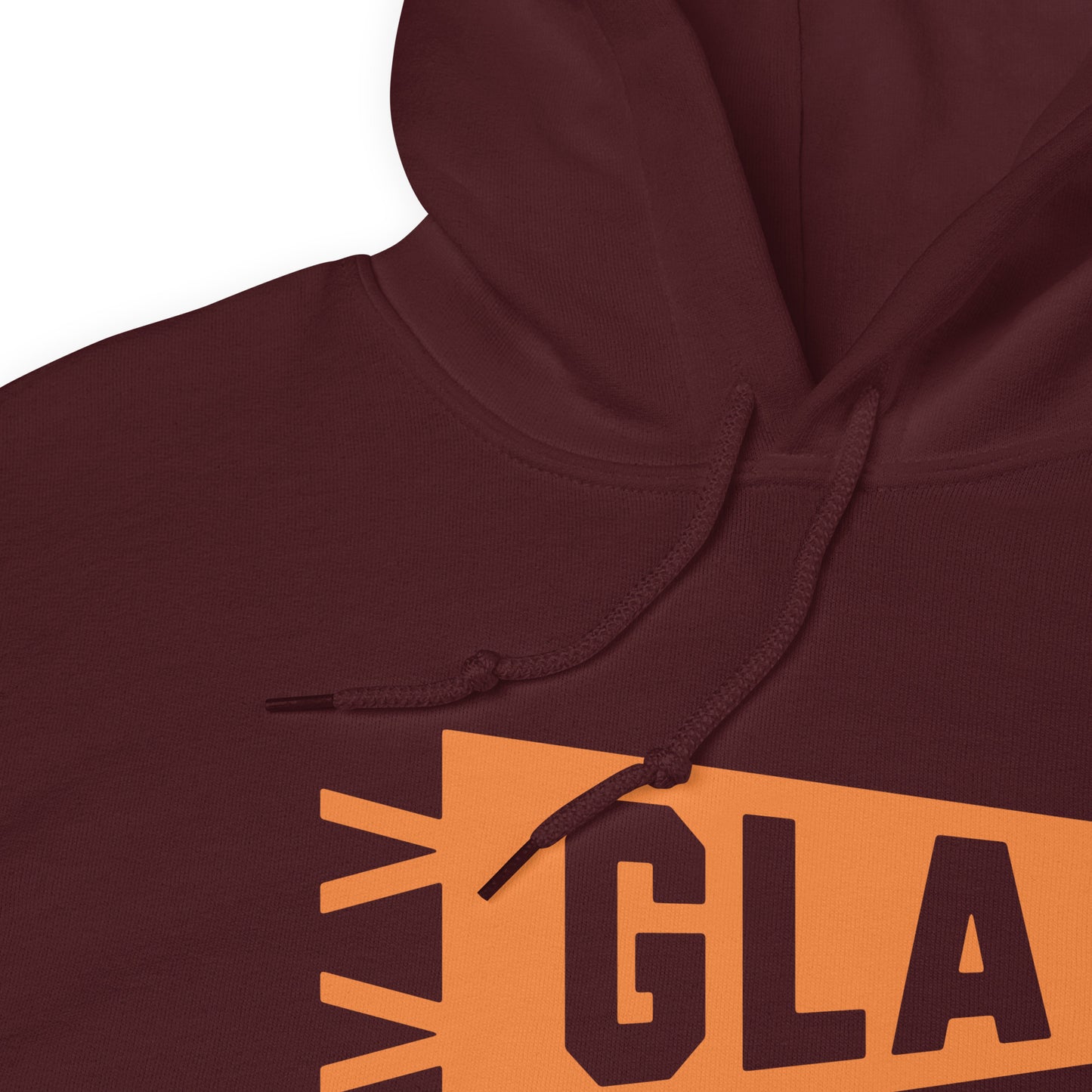 Airport Code Unisex Hoodie - Orange Graphic • GLA Glasgow • YHM Designs - Image 06