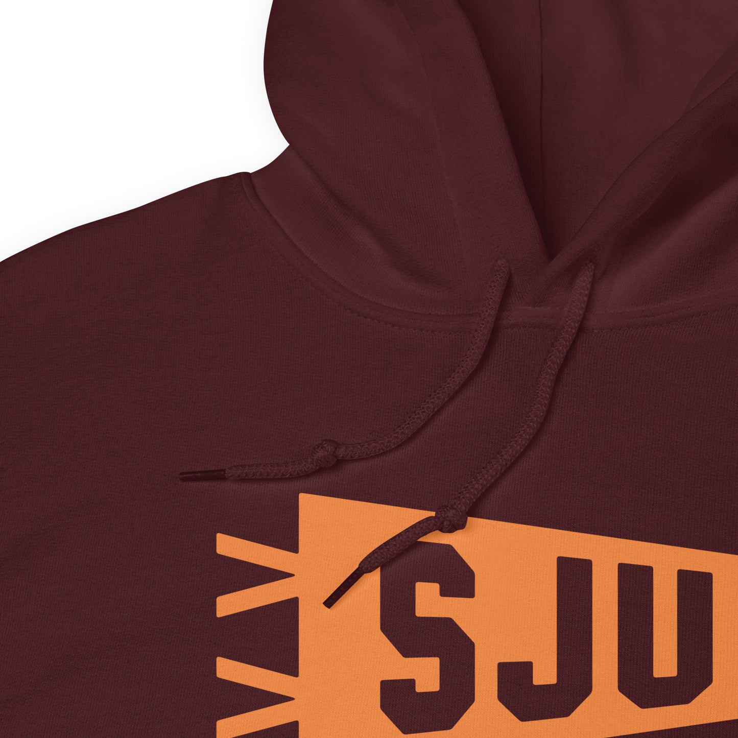 Airport Code Unisex Hoodie - Orange Graphic • SJU San Juan • YHM Designs - Image 06