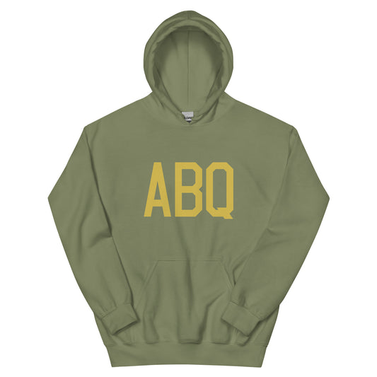 ABQ Albuquerque Unisex Hoodie • Air Force Lettering in Old Gold • YHM Designs - Image 02
