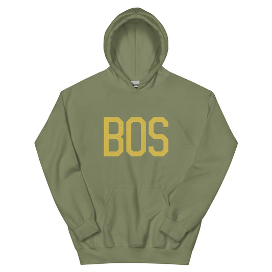 BOS Boston Unisex Hoodie • Air Force Lettering in Old Gold • YHM Designs - Image 02