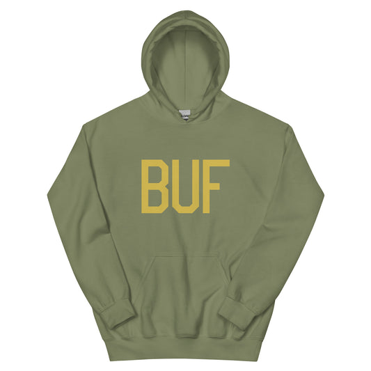 BUF Buffalo Unisex Hoodie • Air Force Lettering in Old Gold • YHM Designs - Image 02