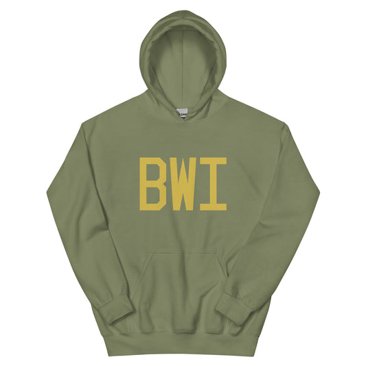 Aviation Gift Unisex Hoodie - Old Gold Graphic • BWI Baltimore • YHM Designs - Image 02
