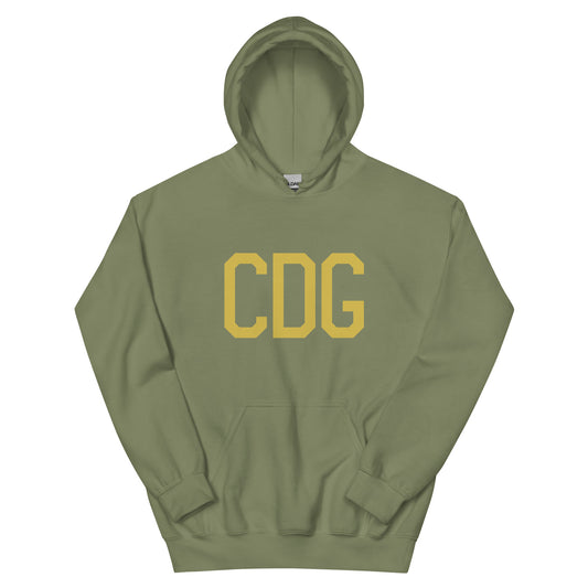 CDG Paris Unisex Hoodie • Air Force Lettering in Old Gold • YHM Designs - Image 02