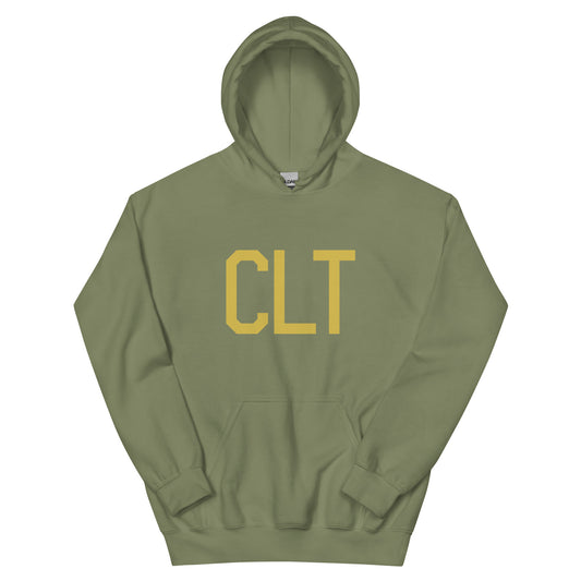 CLT Charlotte Unisex Hoodie • Air Force Lettering in Old Gold • YHM Designs - Image 02