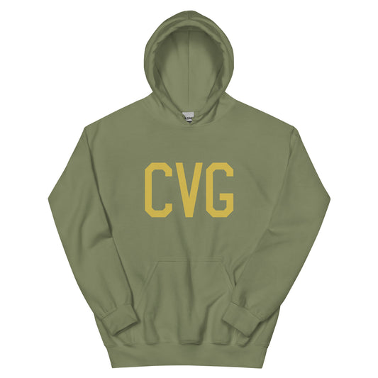CVG Cincinnati Unisex Hoodie • Air Force Lettering in Old Gold • YHM Designs - Image 02