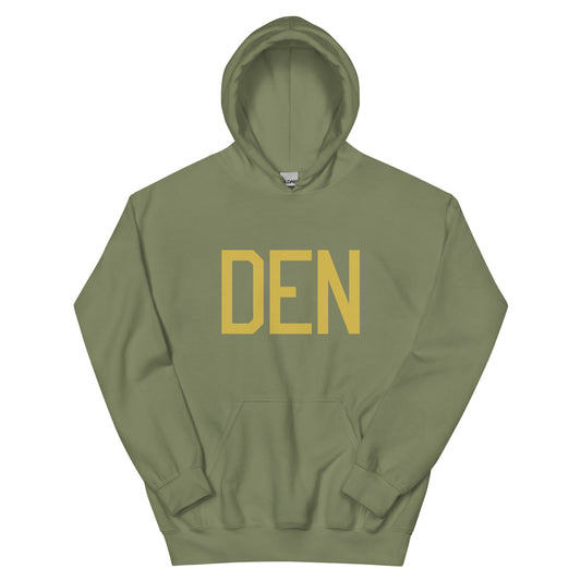 DEN Denver Unisex Hoodie • Air Force Lettering in Old Gold • YHM Designs - Image 02