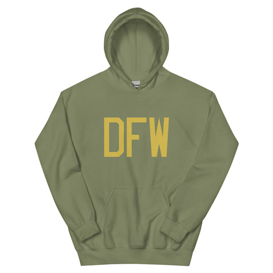 DFW Dallas Unisex Hoodie • Air Force Lettering in Old Gold • YHM Designs - Image 02