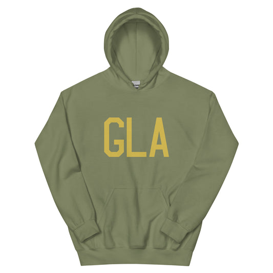 GLA Glasgow Unisex Hoodie • Air Force Lettering in Old Gold • YHM Designs - Image 02