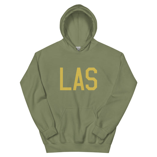 LAS Las Vegas Unisex Hoodie • Air Force Lettering in Old Gold • YHM Designs - Image 02