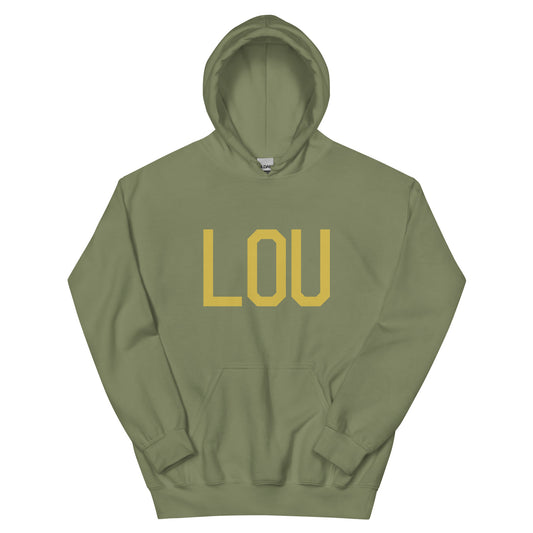 LOU Louisville Unisex Hoodie • Air Force Lettering in Old Gold • YHM Designs - Image 02