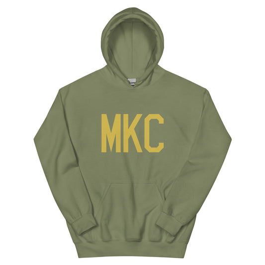 MKC Kansas City Unisex Hoodie • Air Force Lettering in Old Gold • YHM Designs - Image 02